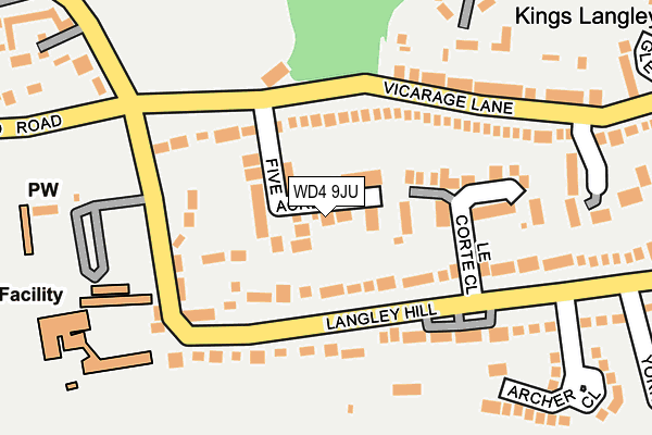 WD4 9JU map - OS OpenMap – Local (Ordnance Survey)