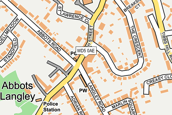 WD5 0AE map - OS OpenMap – Local (Ordnance Survey)