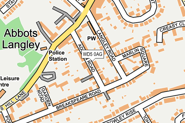 WD5 0AG map - OS OpenMap – Local (Ordnance Survey)
