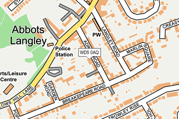 WD5 0AQ map - OS OpenMap – Local (Ordnance Survey)