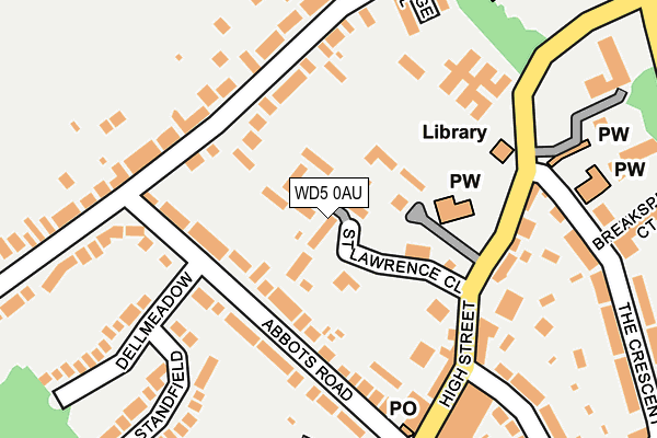 WD5 0AU map - OS OpenMap – Local (Ordnance Survey)