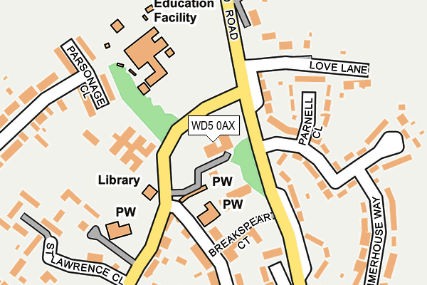 WD5 0AX map - OS OpenMap – Local (Ordnance Survey)