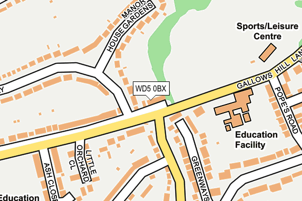 WD5 0BX map - OS OpenMap – Local (Ordnance Survey)