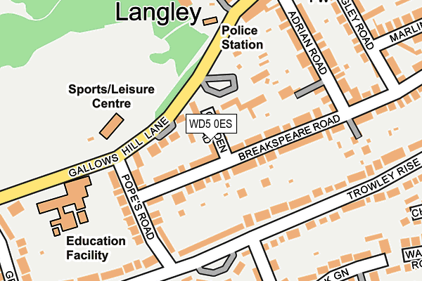WD5 0ES map - OS OpenMap – Local (Ordnance Survey)