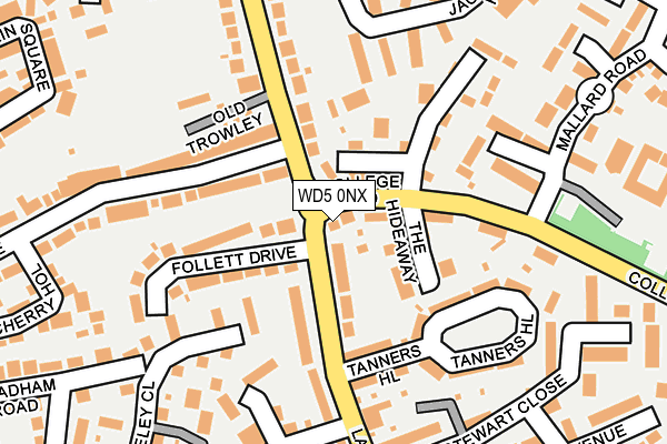 WD5 0NX map - OS OpenMap – Local (Ordnance Survey)