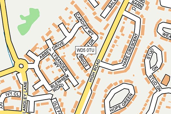 WD5 0TU map - OS OpenMap – Local (Ordnance Survey)