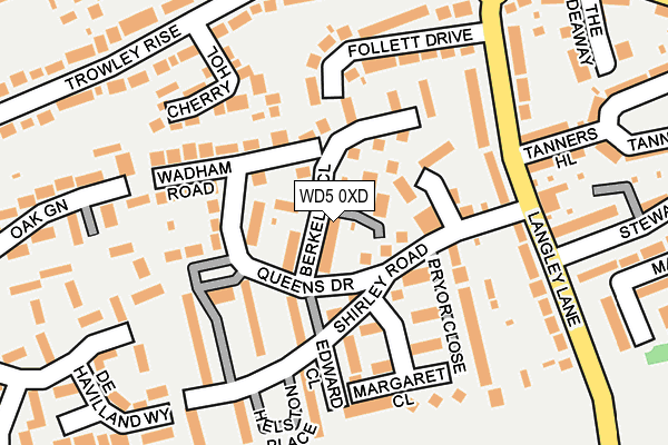 WD5 0XD map - OS OpenMap – Local (Ordnance Survey)