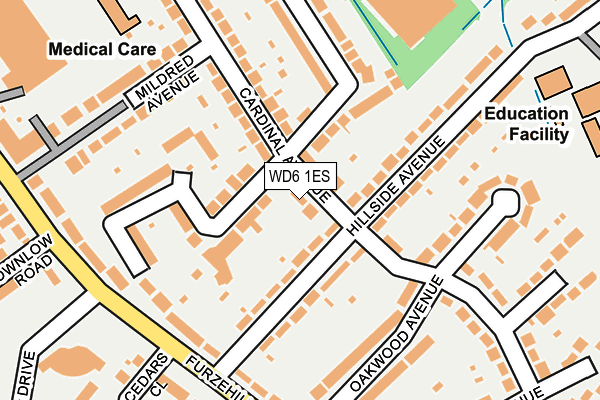 WD6 1ES map - OS OpenMap – Local (Ordnance Survey)