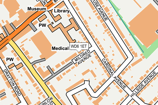 WD6 1ET map - OS OpenMap – Local (Ordnance Survey)