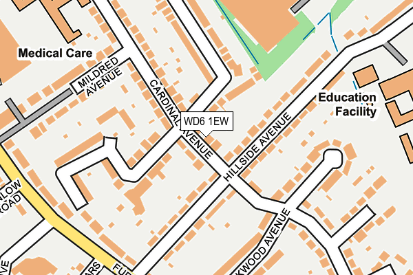 WD6 1EW map - OS OpenMap – Local (Ordnance Survey)