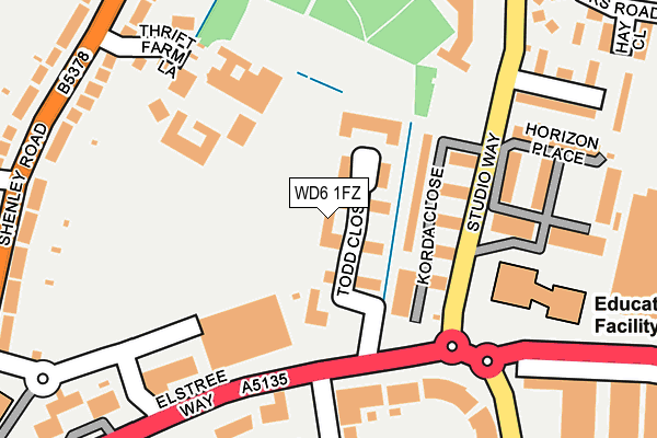 WD6 1FZ map - OS OpenMap – Local (Ordnance Survey)