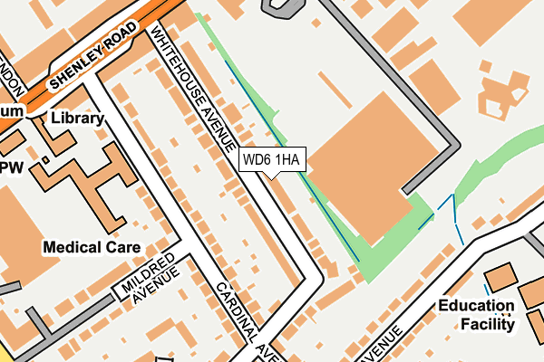 WD6 1HA map - OS OpenMap – Local (Ordnance Survey)