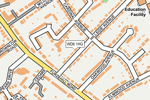 WD6 1HG map - OS OpenMap – Local (Ordnance Survey)