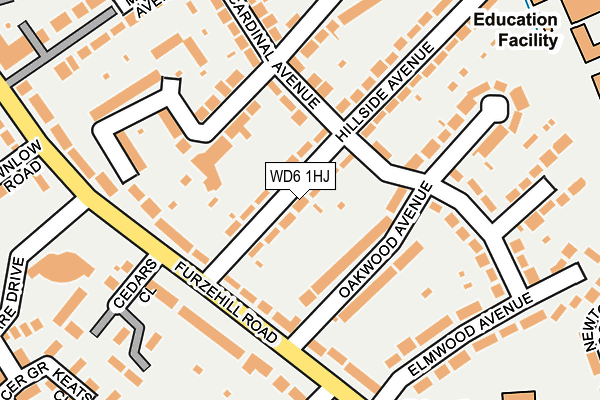 WD6 1HJ map - OS OpenMap – Local (Ordnance Survey)