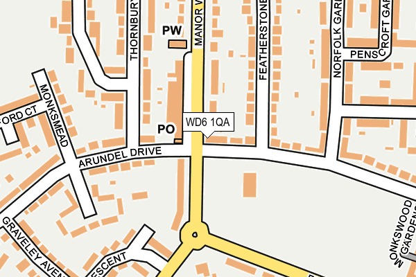 WD6 1QA map - OS OpenMap – Local (Ordnance Survey)