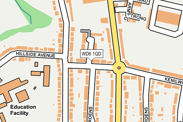 WD6 1QD map - OS OpenMap – Local (Ordnance Survey)