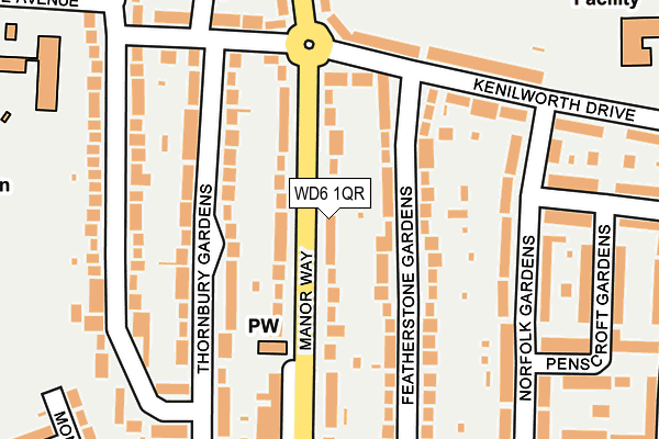 WD6 1QR map - OS OpenMap – Local (Ordnance Survey)