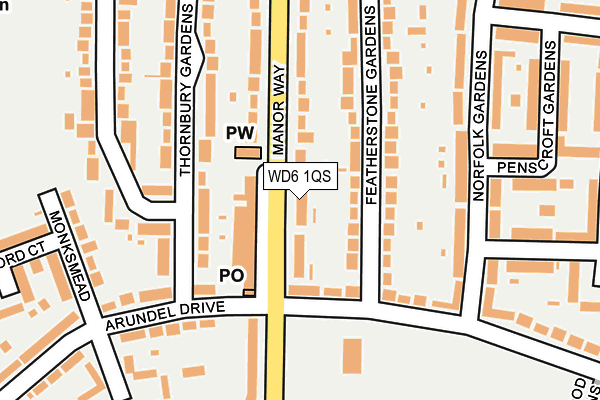 WD6 1QS map - OS OpenMap – Local (Ordnance Survey)