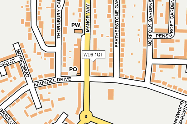 WD6 1QT map - OS OpenMap – Local (Ordnance Survey)