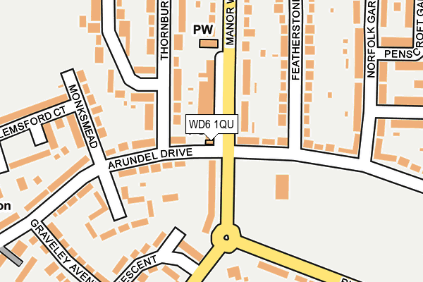 WD6 1QU map - OS OpenMap – Local (Ordnance Survey)