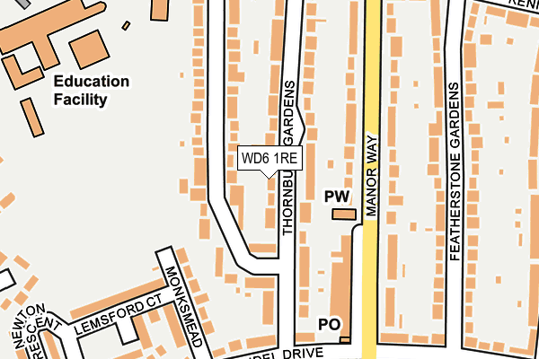 WD6 1RE map - OS OpenMap – Local (Ordnance Survey)