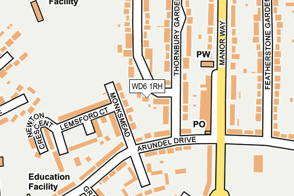 WD6 1RH map - OS OpenMap – Local (Ordnance Survey)