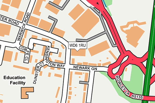 WD6 1RU map - OS OpenMap – Local (Ordnance Survey)