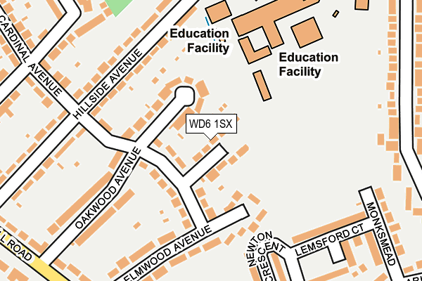 WD6 1SX map - OS OpenMap – Local (Ordnance Survey)