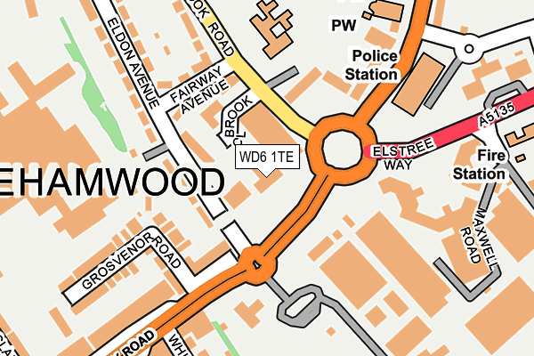 WD6 1TE map - OS OpenMap – Local (Ordnance Survey)