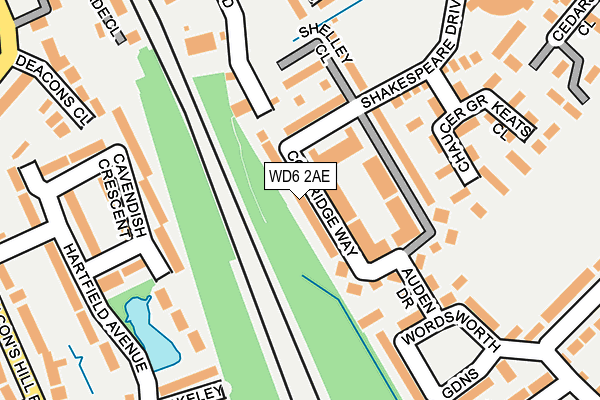 WD6 2AE map - OS OpenMap – Local (Ordnance Survey)