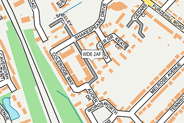 WD6 2AF map - OS OpenMap – Local (Ordnance Survey)