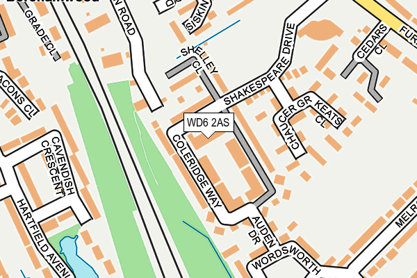 WD6 2AS map - OS OpenMap – Local (Ordnance Survey)