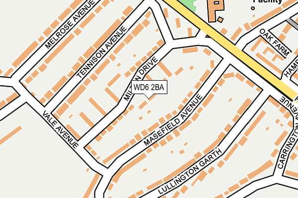 WD6 2BA map - OS OpenMap – Local (Ordnance Survey)