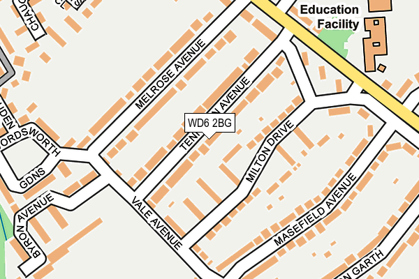WD6 2BG map - OS OpenMap – Local (Ordnance Survey)