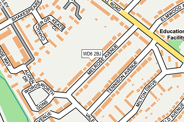 WD6 2BJ map - OS OpenMap – Local (Ordnance Survey)