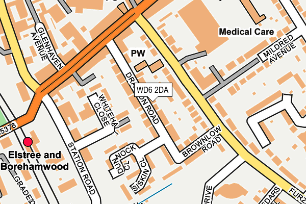 WD6 2DA map - OS OpenMap – Local (Ordnance Survey)