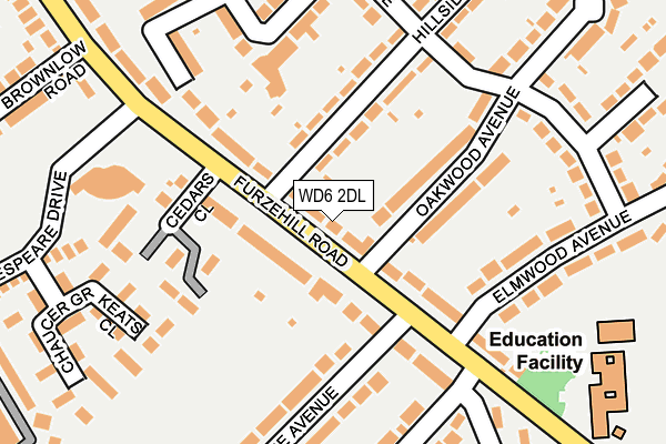 WD6 2DL map - OS OpenMap – Local (Ordnance Survey)