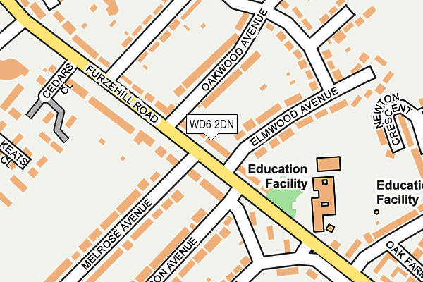 WD6 2DN map - OS OpenMap – Local (Ordnance Survey)