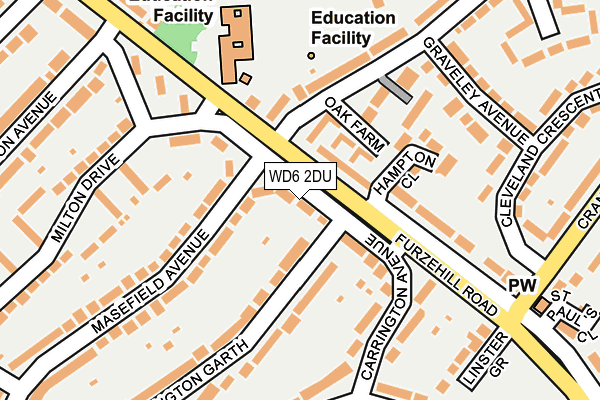 WD6 2DU map - OS OpenMap – Local (Ordnance Survey)
