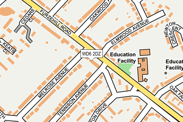 WD6 2DZ map - OS OpenMap – Local (Ordnance Survey)