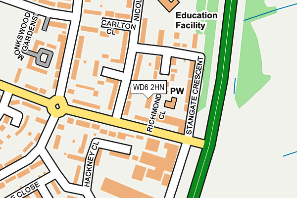 WD6 2HN map - OS OpenMap – Local (Ordnance Survey)