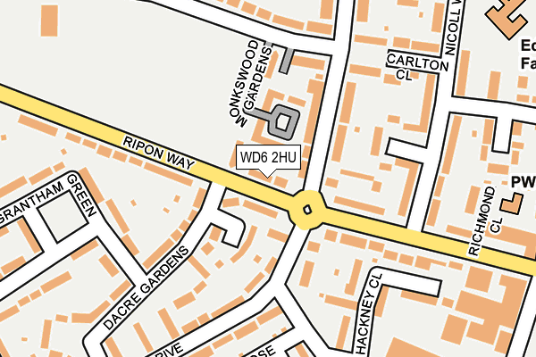WD6 2HU map - OS OpenMap – Local (Ordnance Survey)