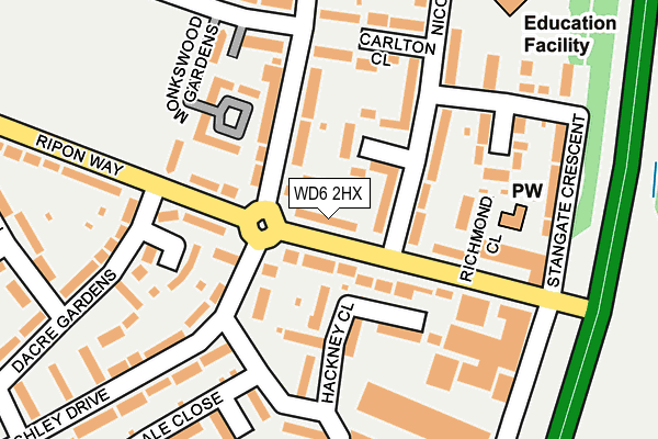 WD6 2HX map - OS OpenMap – Local (Ordnance Survey)