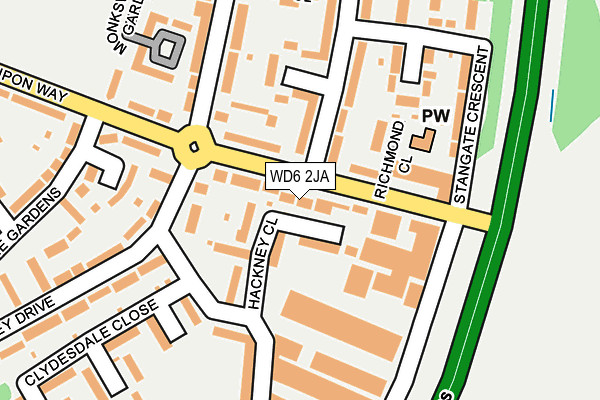 WD6 2JA map - OS OpenMap – Local (Ordnance Survey)