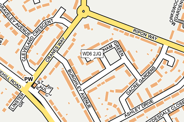 WD6 2JQ map - OS OpenMap – Local (Ordnance Survey)