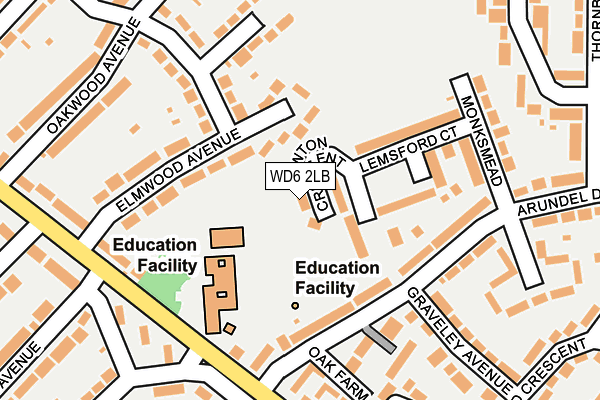 WD6 2LB map - OS OpenMap – Local (Ordnance Survey)