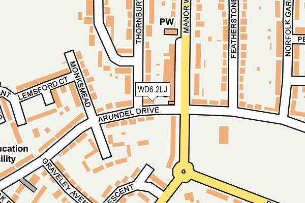 WD6 2LJ map - OS OpenMap – Local (Ordnance Survey)