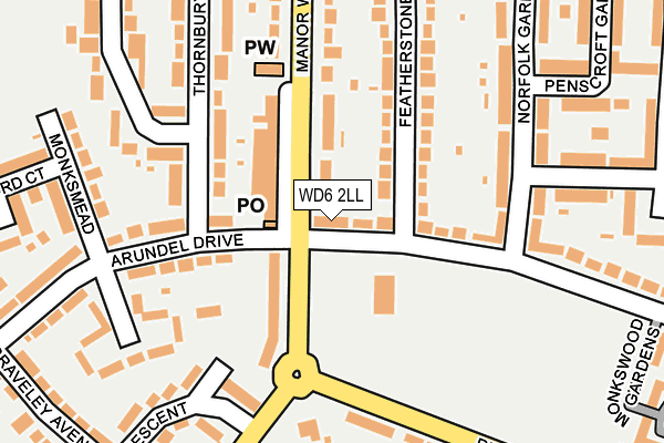WD6 2LL map - OS OpenMap – Local (Ordnance Survey)