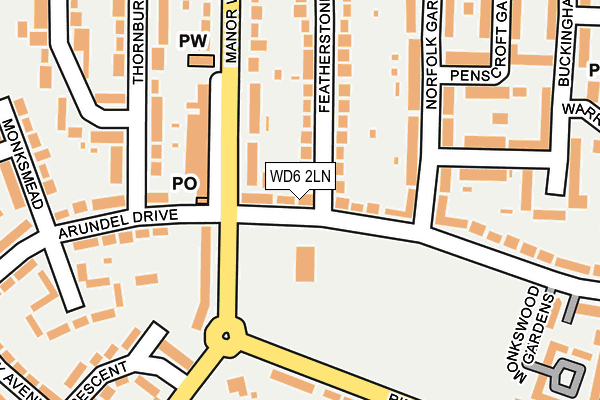 WD6 2LN map - OS OpenMap – Local (Ordnance Survey)