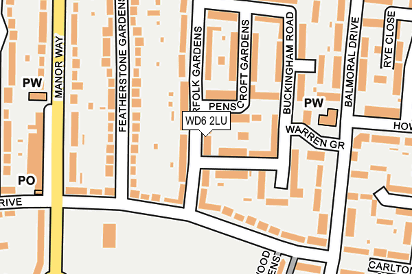 WD6 2LU map - OS OpenMap – Local (Ordnance Survey)